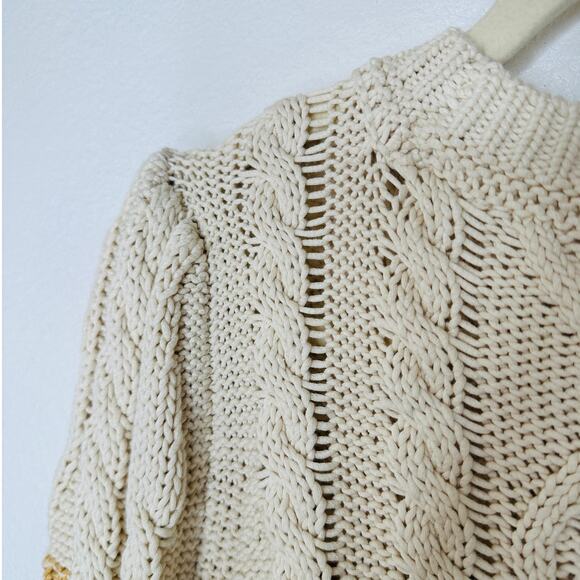 Veronica Beard Bruna Cream Black Multi Stripe Chunky Knit Long Sleeve Sweater M - Picture 11 of 16